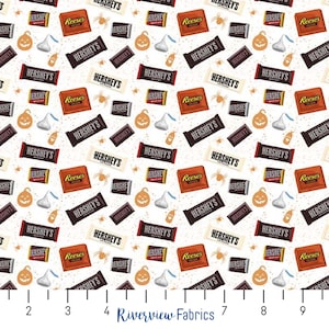 Celebrate with Hershey - Candy Toss - White | Riley Blake | Quilting Cotton Fabric By the Yard, Fat Quarters