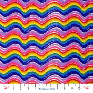 Rainbow Wave Fabric By the Yard, Rainbow Color, Color My World Collection, Blank Quilting Corp, 100% Quilting Cotton, Fat Quarters