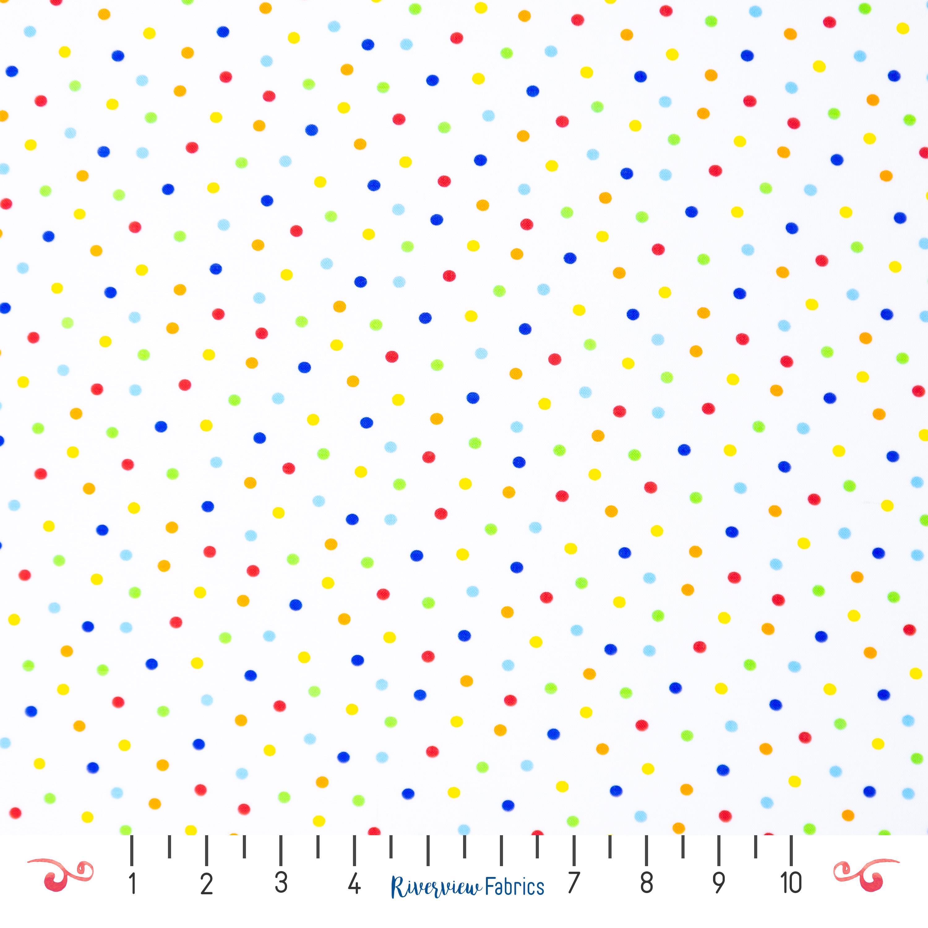 Colorful Dots Fabric by the Yard, White, Timeless Treasures, 100% ...