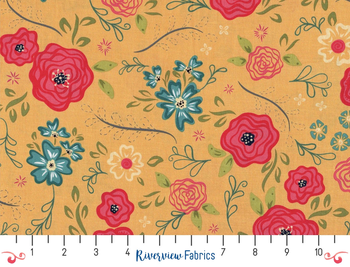 Wildflower Boutique Yellow Riley Blake Fabric By the Etsy