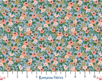 Rifle Paper Co Small Floral Fabric by the Yard, Blue, Quilting Cotton