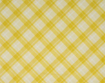 Yellow Diagonal Plaid Fabric Remnants, Playful Plaids Collection, Paintbrush Studio Fabrics, Quilting Cotton