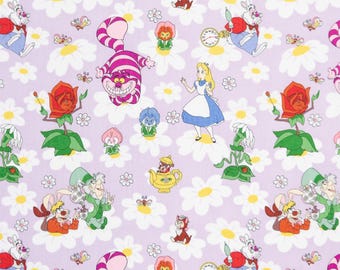 Tessuto di Alice nel Paese delle Meraviglie tagliato su misura, tessuto con licenza Disney, Springs Creative, cotone per quilting, 100% cotone, fat quarters