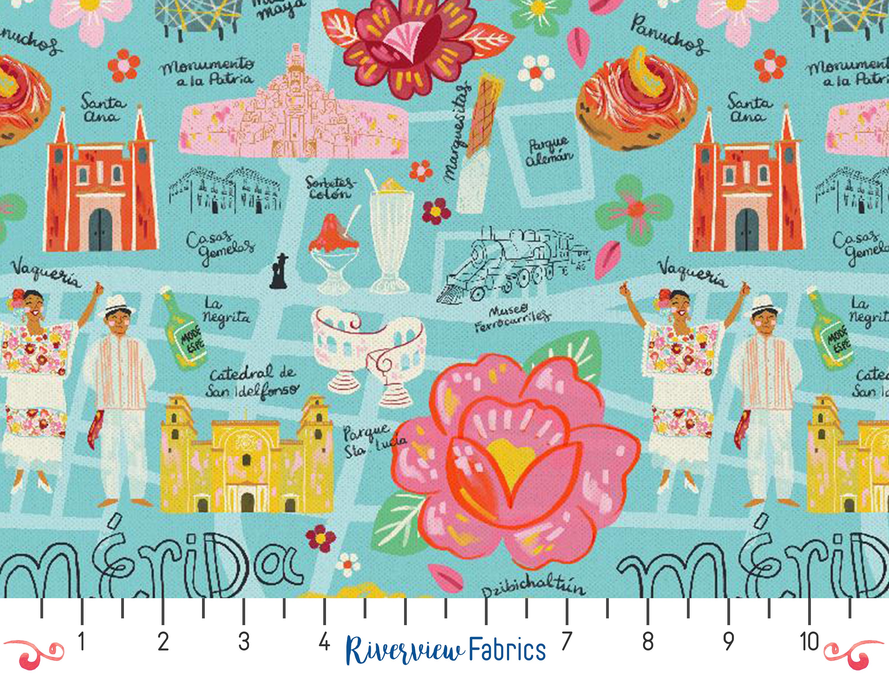Viva Mexico - Blue | Paintbrush Studios | Quilting Cotton Fabric By the Yard, Fat Quarters