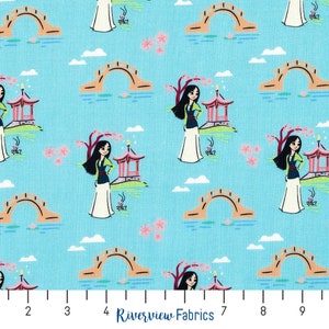 Mulan Fabric by the Yard, Disney Princess, Heart of a Princess Collection, Camelot Fabrics, 100% Quilting Cotton, Fat Quarters