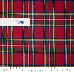 Plaid Flannel  Fabric by the Yard - Red and Green, Christmas Plaid, Fabric Merchants, 100% Cotton