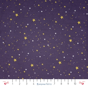 Tissu avec étoiles par mètre, violet, collection Halloween sophistiquée, motifs Riley Blake, coton matelassé, 100 % coton, gros morceaux