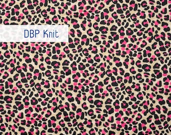 Animal Print Fabric by the Yard: Pink, Double Brushed Polyester Jersey Knit