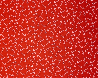Candy Cane Fabric by the Yard, Red, Christmas Lane Collection, RJR Fabrics, 100% Quilting Cotton, Fat Quarters