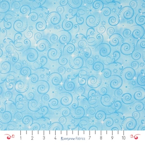Swirl Fabric by the Yard, Blue, Fairytale Dreams Collection, Blender Material, Benartex, 100% Quilting Cotton, Fat Quarters, Stars