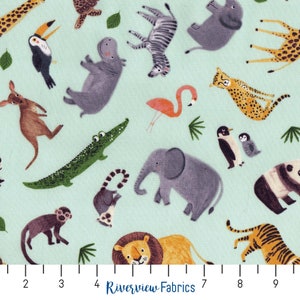 Ticket to the Zoo - Animals - Blue | Clothworks | Quilting Cotton Fabric By the Yard, Fat Quarters