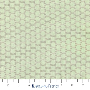 Honingraatstof op maat gesneden, mintgroen, metallic roségoud, Bliss Collection, Riley Blake Designs, 100% quiltkatoen, Fat Quarters