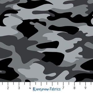 Nobody Fights Alone - Camo - Gray | Riley Blake | Quilting Cotton Fabric By the Yard, Fat Quarters