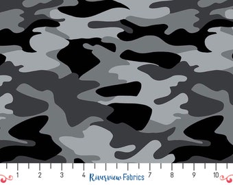 Nobody Fights Alone - Camo - Gray | Riley Blake | Quilting Cotton Fabric By the Yard, Fat Quarters