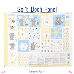 Cute Bears and Bees Soft Book Panel, Studio E Fabrics, Quilting Cotton Fabric Panel, DIY Baby Shower Gift
