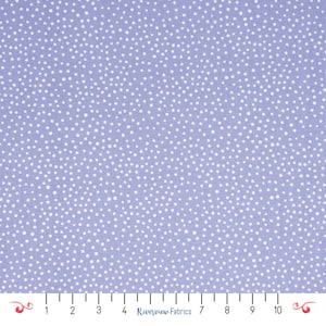 ライトパープルとホワイトのドット柄生地（1ヤードあたり）、Happiest Dotsコレクション、RJR Fabrics、100%キルティングコットン、ファットクォーター、ブレンダーズ