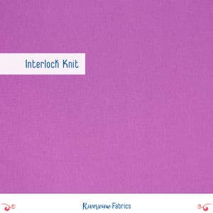 Solid Interlock Knit Fabric by the Yard, Purple, Cotton Polyester Blend, Apparel Fabric