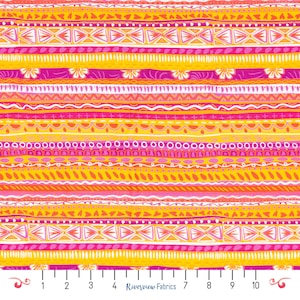 Decorative Striped Fabric by the Yard, Pink/Orange/Yellow, Eleanor Collection, Riley Blake Designs, Quilting Cotton, Fat Quarters