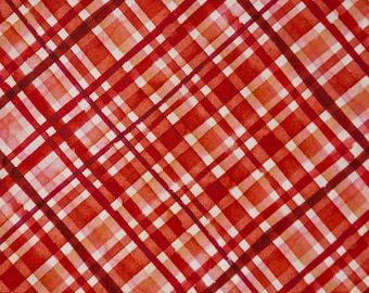 Christmas Watercolor Bias Plaid Fabric by the Yard, Red/White, It's the Holidays Collection, Henry Glass, 100% Quilting Cotton, Fat Quarters