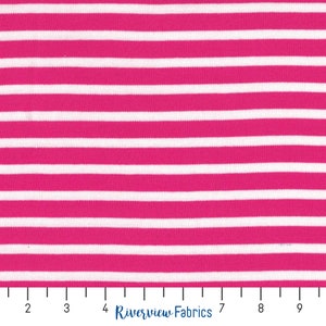 Knit Fabric by the Yard, Pink and White Stripes, 100% GOTS Certified Organic Cotton, Cloud9 Fabrics, Apparel Fabric