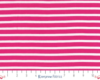 Knit Fabric by the Yard, Pink and White Stripes, 100% GOTS Certified Organic Cotton, Cloud9 Fabrics, Apparel Fabric