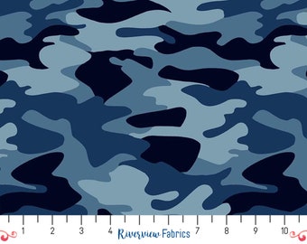 Nobody Fights Alone - Camo - Blue | Riley Blake | Quilting Cotton Fabric By the Yard, Fat Quarters