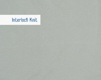 Solid Interlock Knit Fabric by the Yard, Gray, Cotton Polyester Blend, Apparel Fabric