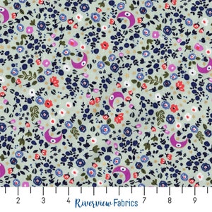 Cosmic Sea - Cosmic Bloom - Mint Metallic | Cotton+Steel Fabrics | Quilting Cotton Fabric By the Yard, Fat Quarters