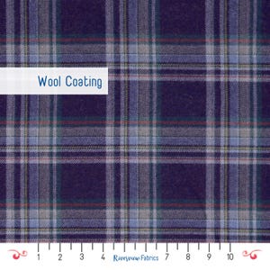 Plaid Wool Coating Fabric By the Yard, Wool and Polyester Blend, Indigo Plaid, Fabric Merchants, Fabric to Make Peacoats, Skirts