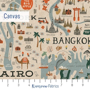 Rifle Paper Co, Bon Voyage - City Guide - Black Canvas Fabric, 1/4 yar –  Lakes Makerie