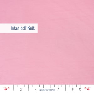 Solid Interlock Knit Fabric by the Yard, Light Pink, Cotton Polyester Blend, Apparel Fabric