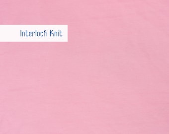 Tejido de punto interlock liso cortado a medida, rosa claro, mezcla de algodón y poliéster, tejido para prendas de vestir.