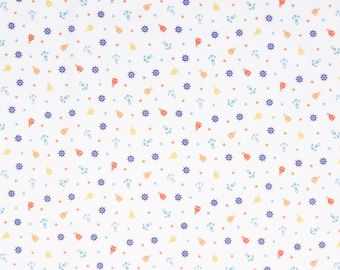 Nautical Fabric by the Yard, White, Whimsical Waters Collection, Paintbrush Studio Fabrics, 100% Quilting Cotton, Fat Quarters