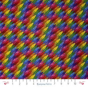 Crayons Fabric By the Yard, Rainbow Color, Color My World Collection, Blank Quilting Corp, 100% Quilting Cotton, Fat Quarters