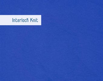 Tejido de punto interlock liso cortado a medida, azul marino, mezcla de algodón y poliéster, tejido para prendas de vestir.