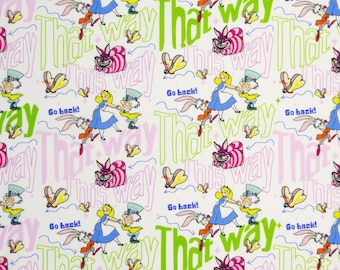 Tessuto di Alice nel Paese delle Meraviglie tagliato su misura, bianco, tessuto con licenza Disney, Springs Creative, cotone per quilting, 100% cotone, fat quarters