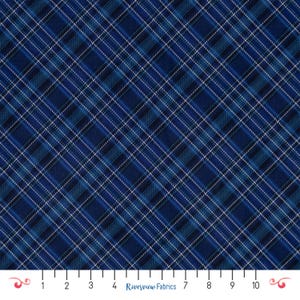 Navy Blue Diagonal Plaid Fabric by the Yard, Timeless Treasures, Quilting Cotton, 100% Cotton, Fat Quarters, Tartan Plaid