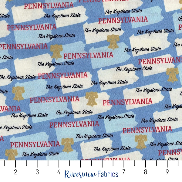 Pennsylvania Fabric by the Yard, State Pride, Windham Fabrics, 100% Quilting Cotton, Fat Quarters, State Fabric, United States, Travel, Home