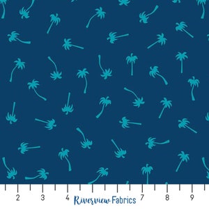 Sunshine Blvd - Palm Trees - Navy | Riley Blake | Quilting Cotton Fabric By the Yard, Fat Quarters