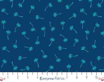Sunshine Blvd - Palm Trees - Navy | Riley Blake | Quilting Cotton Fabric By the Yard, Fat Quarters