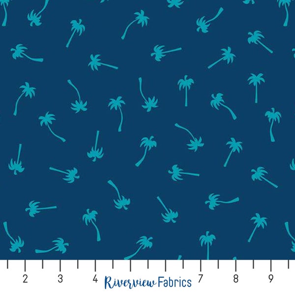 Sunshine Blvd - Palm Trees - Navy | Riley Blake | Quilting Cotton Fabric By the Yard, Fat Quarters