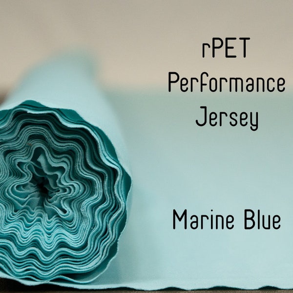 Performance Jersey - Marine Blue - Recycled Polyester & Spandex | Polyester Made from Recycled Plastic Bottles | Fabric By the Yard