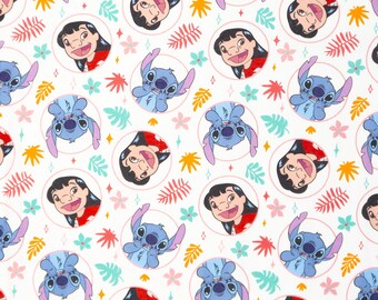 Lilo and Stitch Fabric by the Yard, White, Licensed Disney Fabric, Springs Creative, Quilting Cotton, 100% Cotton, Fat Quarters