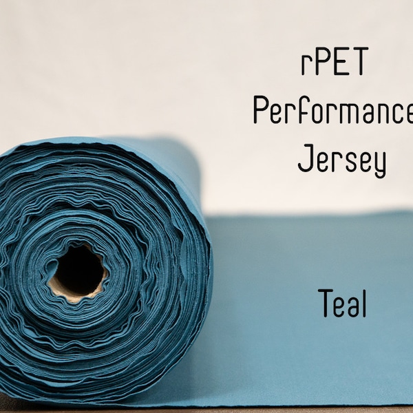 Performance Jersey - Teal - Recycled Polyester & Spandex | Polyester Made from Recycled Plastic Bottles | Fabric By the Yard