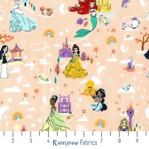 Disney Princess Fabric by the Yard, Heart of a Princess Collection, Camelot Fabrics, 100% Quilting Cotton, Fat Quarters