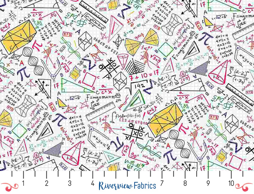 Math Fabric by the Yard: Quilting Cotton, White - Etsy