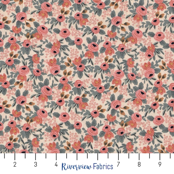 Rifle Paper Co. Fabric by the Yard, Floral Fabric, Peach, Les Fleurs Collection, Cotton+Steel Fabrics, 100% Quilting Cotton, Fat Quarters