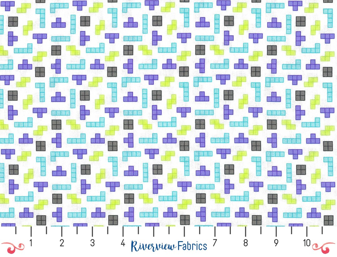 80's Arcade - Blocks - White | Camelot Fabrics | Quilting Cotton Fabric ...