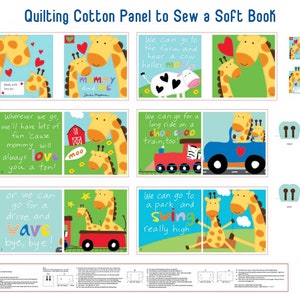 Huggable & Loveable Books - Mommy and Me Fabric Book Panel, StudioE Fabrics, Quilting Cotton Fabric Panel, DIY Baby Shower Gift