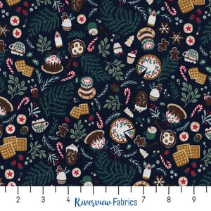 Merry Memories - Christmas Feast - Winter Navy | RJR Fabrics | Quilting Cotton Fabric By the Yard, Fat Quarters